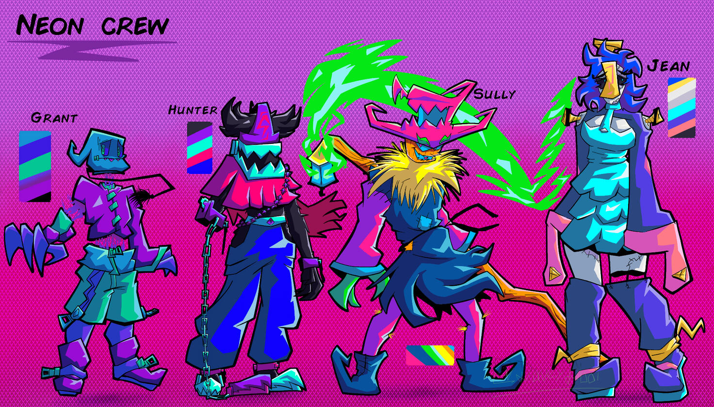 Neon character designs
